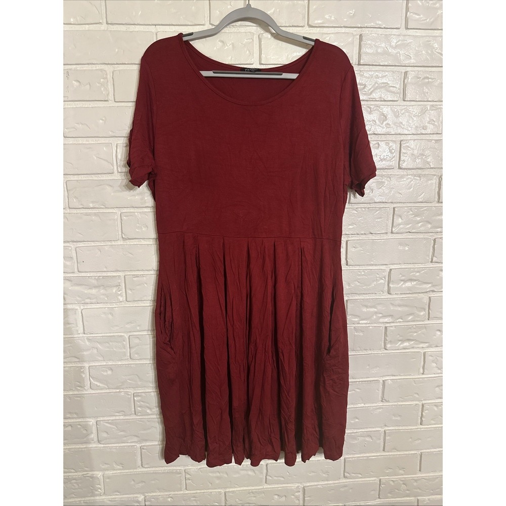 Folunsi‎ Women's 2xl Burgundy A-Line Dress With Pockets
